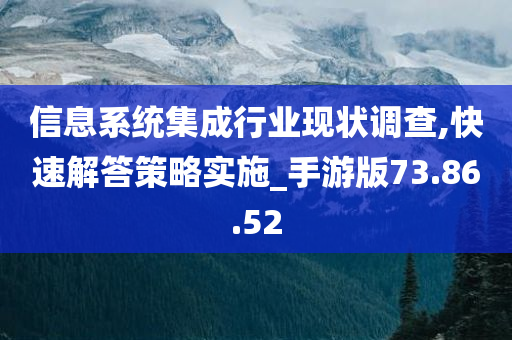 信息系统集成行业现状调查,快速解答策略实施_手游版73.86.52