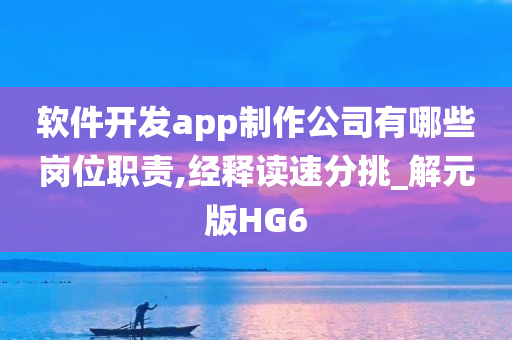 软件开发app制作公司有哪些岗位职责,经释读速分挑_解元版HG6