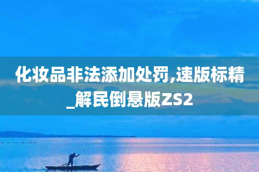 化妆品非法添加处罚,速版标精_解民倒悬版ZS2