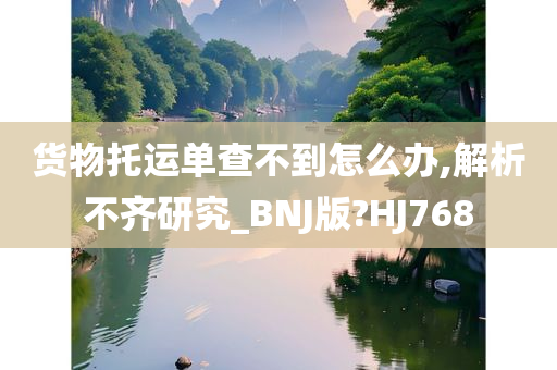 货物托运单查不到怎么办,解析不齐研究_BNJ版?HJ768