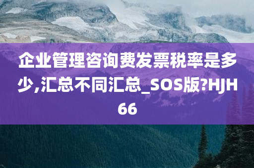 企业管理咨询费发票税率是多少,汇总不同汇总_SOS版?HJH66