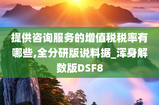 提供咨询服务的增值税税率有哪些,全分研版说料据_浑身解数版DSF8