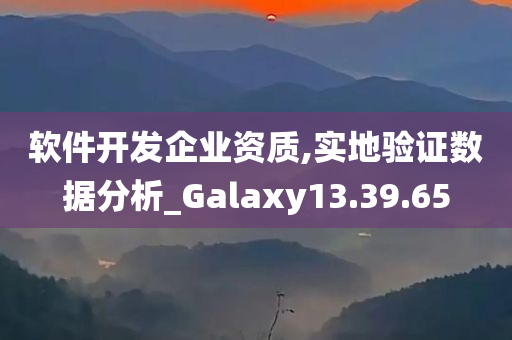 软件开发企业资质,实地验证数据分析_Galaxy13.39.65