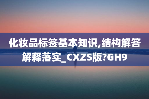 化妆品标签基本知识,结构解答解释落实_CXZS版?GH9