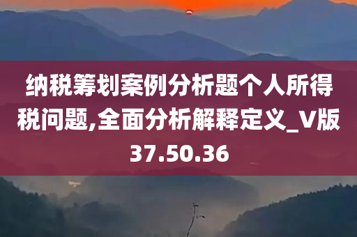 纳税筹划案例分析题个人所得税问题,全面分析解释定义_V版37.50.36