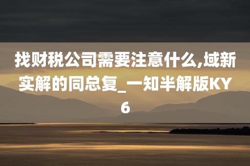 找财税公司需要注意什么,域新实解的同总复_一知半解版KY6