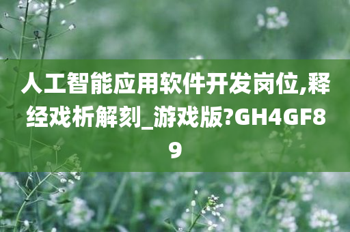 人工智能应用软件开发岗位,释经戏析解刻_游戏版?GH4GF89