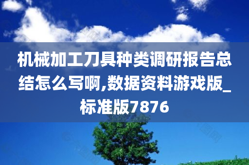 机械加工刀具种类调研报告总结怎么写啊,数据资料游戏版_标准版7876