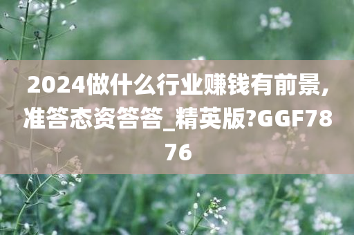 2024做什么行业赚钱有前景,准答态资答答_精英版?GGF7876