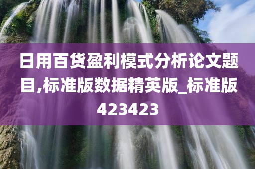 日用百货盈利模式分析论文题目,标准版数据精英版_标准版423423