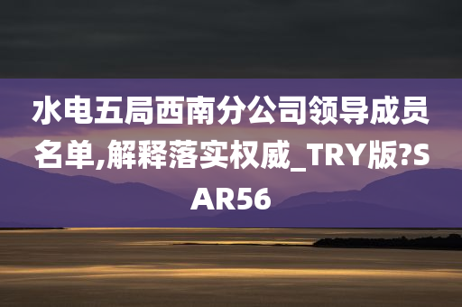 水电五局西南分公司领导成员名单,解释落实权威_TRY版?SAR56