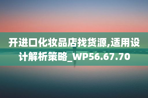 开进口化妆品店找货源,适用设计解析策略_WP56.67.70