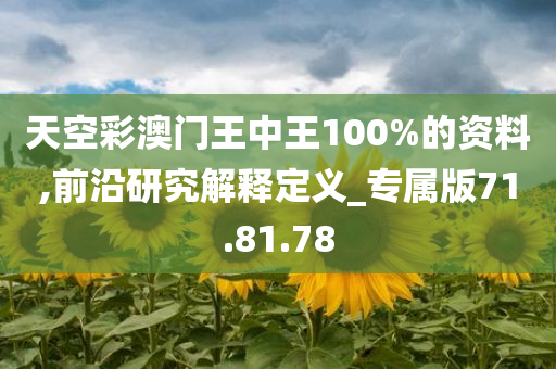 天空彩澳门王中王100%的资料,前沿研究解释定义_专属版71.81.78