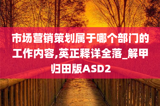 市场营销策划属于哪个部门的工作内容,英正释详全落_解甲归田版ASD2