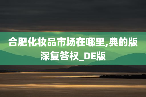 合肥化妆品市场在哪里,典的版深复答权_DE版