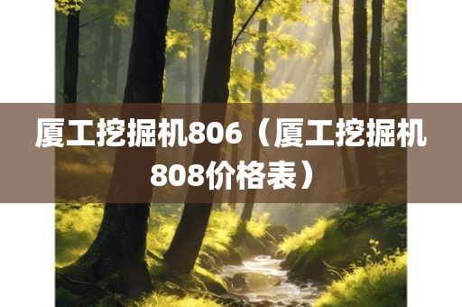 厦工挖掘机806（厦工挖掘机808价格表）