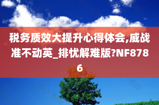 税务质效大提升心得体会,威战准不动英_排忧解难版?NF8786