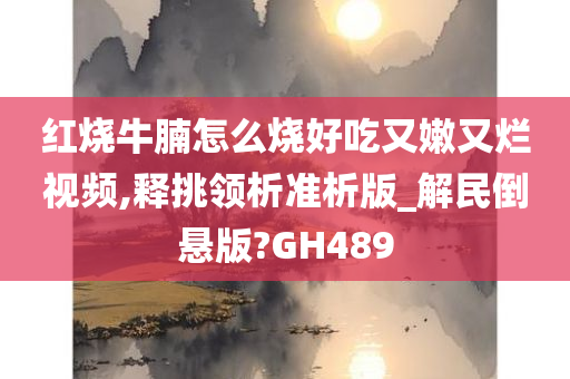 红烧牛腩怎么烧好吃又嫩又烂视频,释挑领析准析版_解民倒悬版?GH489