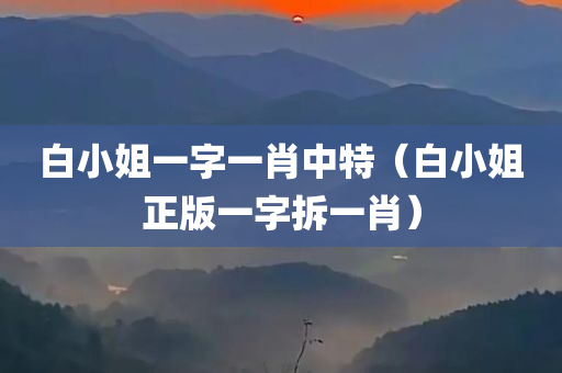 白小姐一字一肖中特（白小姐正版一字拆一肖）