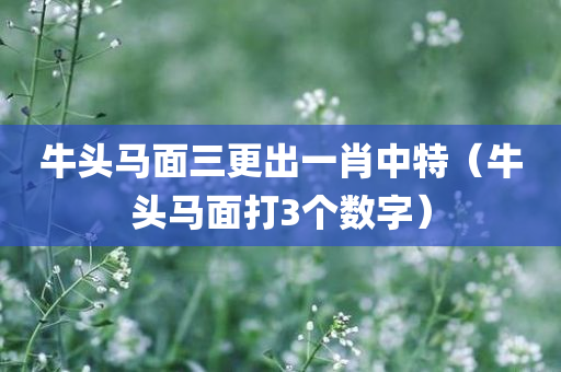 牛头马面三更出一肖中特（牛头马面打3个数字）