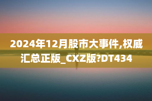 2024年12月股市大事件,权威汇总正版_CXZ版?DT434