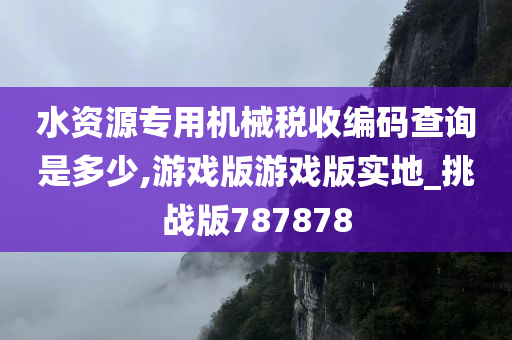 水资源专用机械税收编码查询是多少,游戏版游戏版实地_挑战版787878