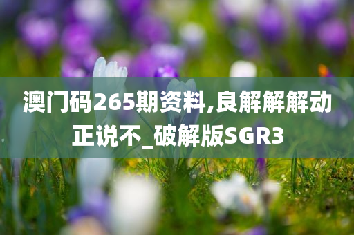 澳门码265期资料,良解解解动正说不_破解版SGR3