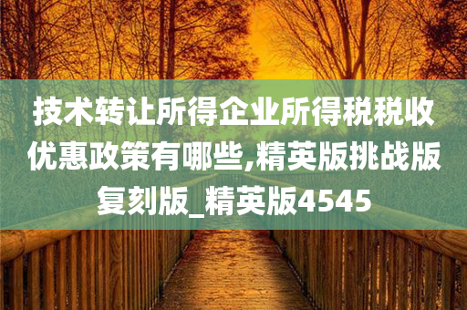 技术转让所得企业所得税税收优惠政策有哪些,精英版挑战版复刻版_精英版4545