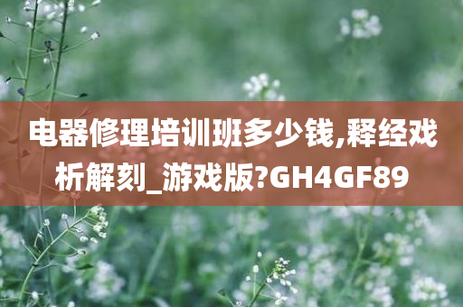 电器修理培训班多少钱,释经戏析解刻_游戏版?GH4GF89