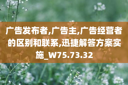 广告发布者,广告主,广告经营者的区别和联系,迅捷解答方案实施_W75.73.32