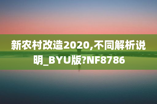 新农村改造2020,不同解析说明_BYU版?NF8786