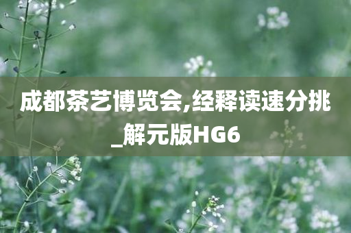 成都茶艺博览会,经释读速分挑_解元版HG6