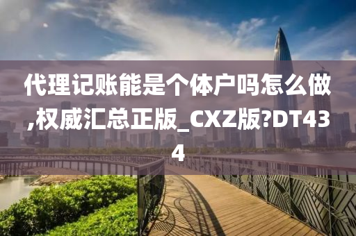 代理记账能是个体户吗怎么做,权威汇总正版_CXZ版?DT434