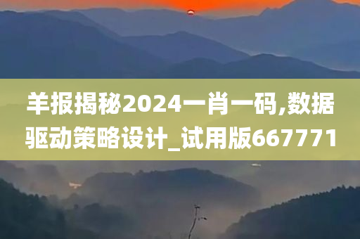 羊报揭秘2024一肖一码,数据驱动策略设计_试用版667771