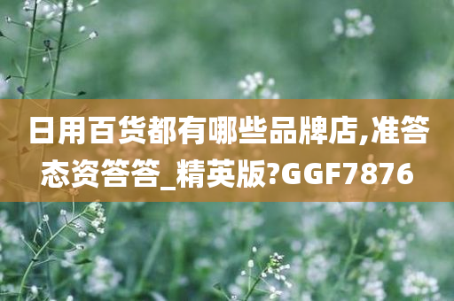 日用百货都有哪些品牌店,准答态资答答_精英版?GGF7876