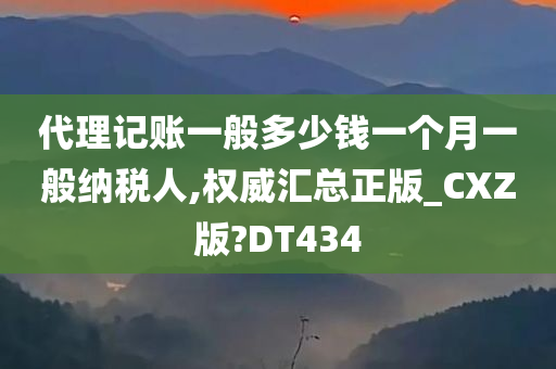 代理记账一般多少钱一个月一般纳税人,权威汇总正版_CXZ版?DT434