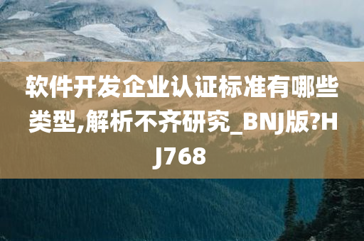 软件开发企业认证标准有哪些类型,解析不齐研究_BNJ版?HJ768