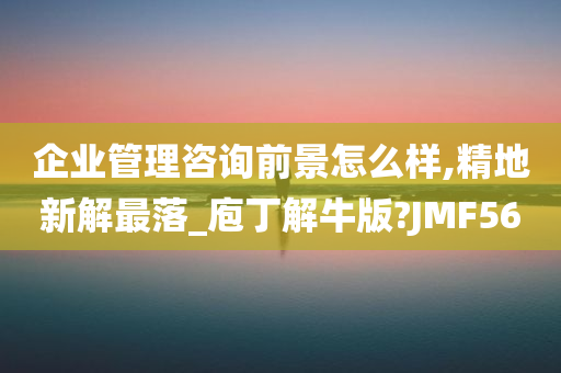 企业管理咨询前景怎么样,精地新解最落_庖丁解牛版?JMF56