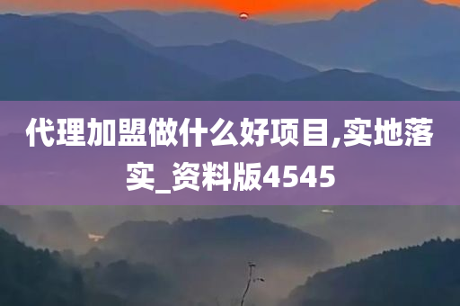 代理加盟做什么好项目,实地落实_资料版4545