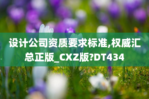 设计公司资质要求标准,权威汇总正版_CXZ版?DT434