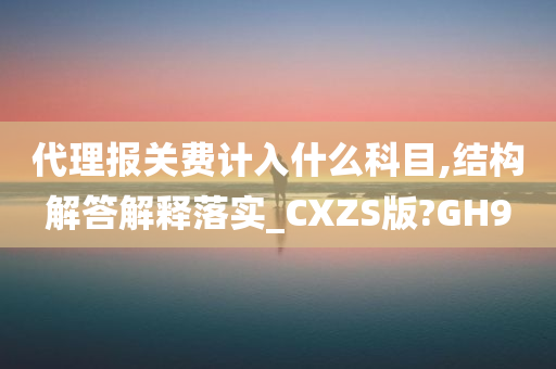 代理报关费计入什么科目,结构解答解释落实_CXZS版?GH9