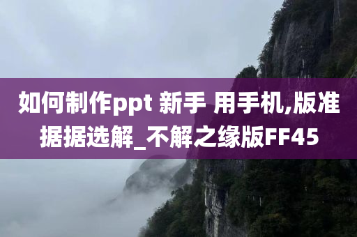 如何制作ppt 新手 用手机,版准据据选解_不解之缘版FF45