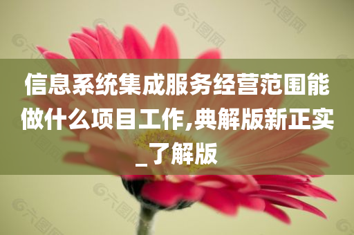 信息系统集成服务经营范围能做什么项目工作,典解版新正实_了解版